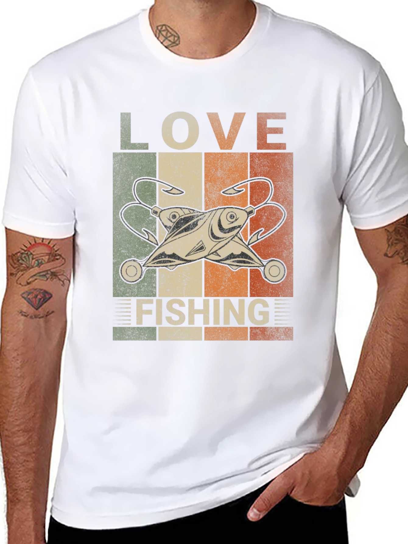 Love Fishing Retro Graphic T-Shirt