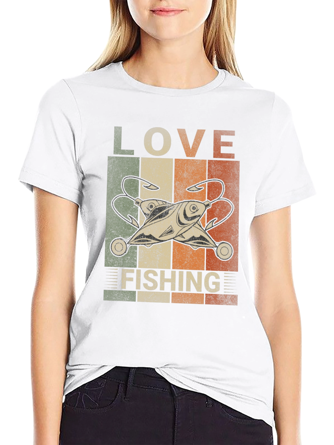 Love Fishing Retro Graphic T-Shirt