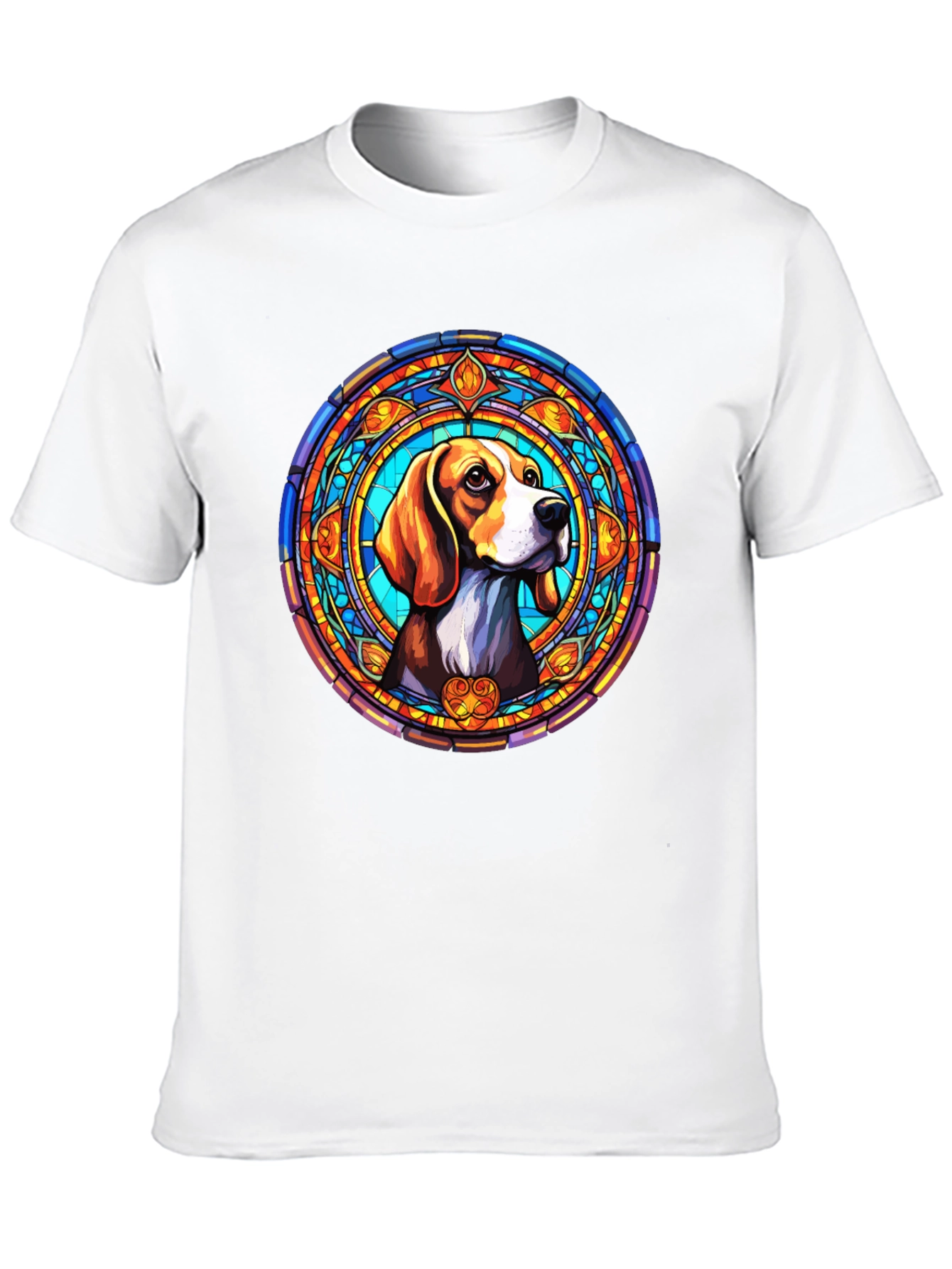 Stained Glass Beagle Dog Graphic T-Shirt