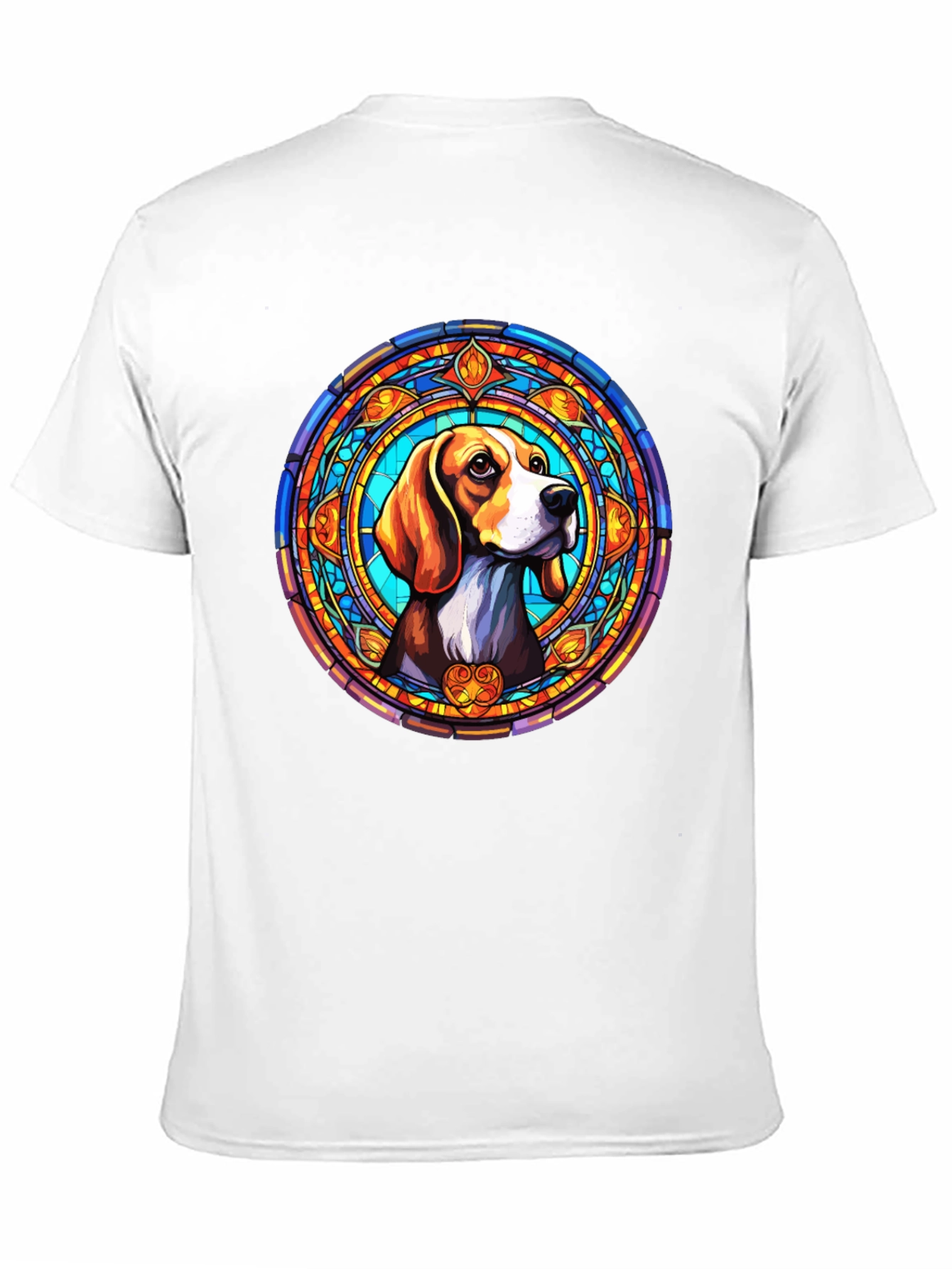 Stained Glass Beagle Dog Graphic T-Shirt