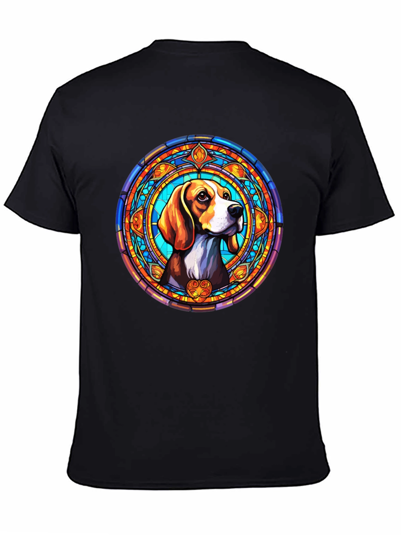 Stained Glass Beagle Dog Graphic T-Shirt