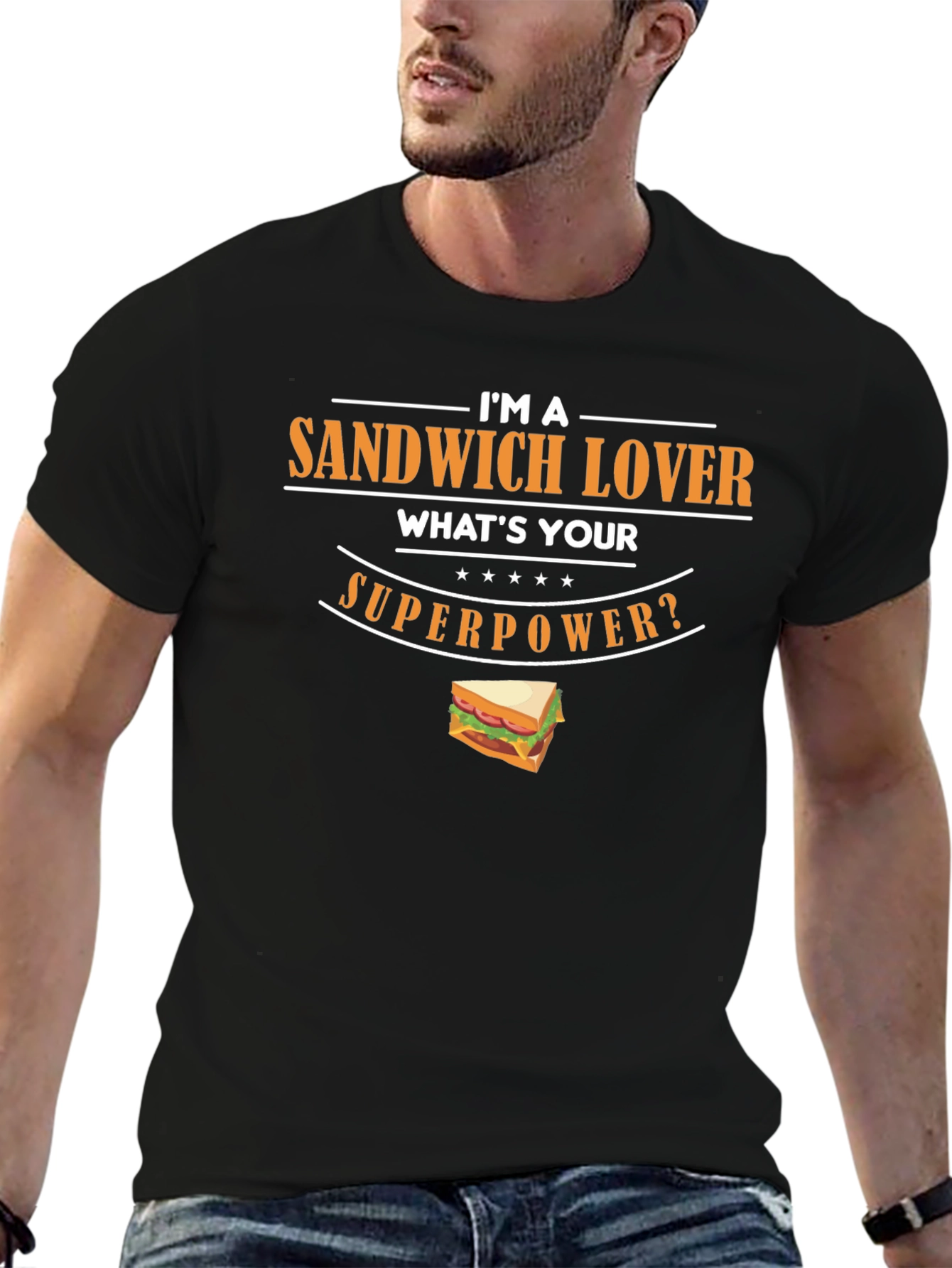 Sandwich Lover Superpower Graphic T-Shirt