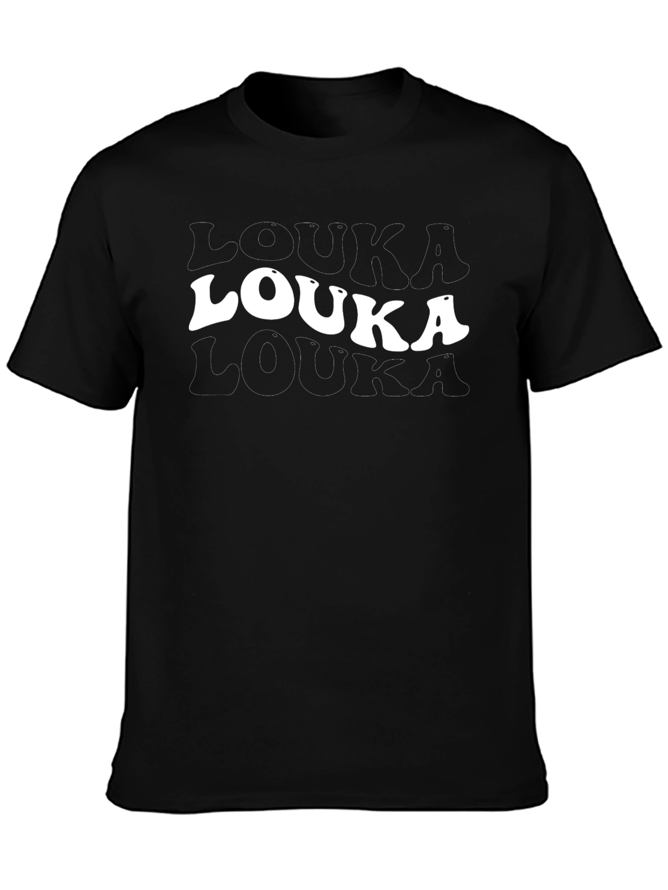 Louka T-Shirt - Black Cotton Retro Design