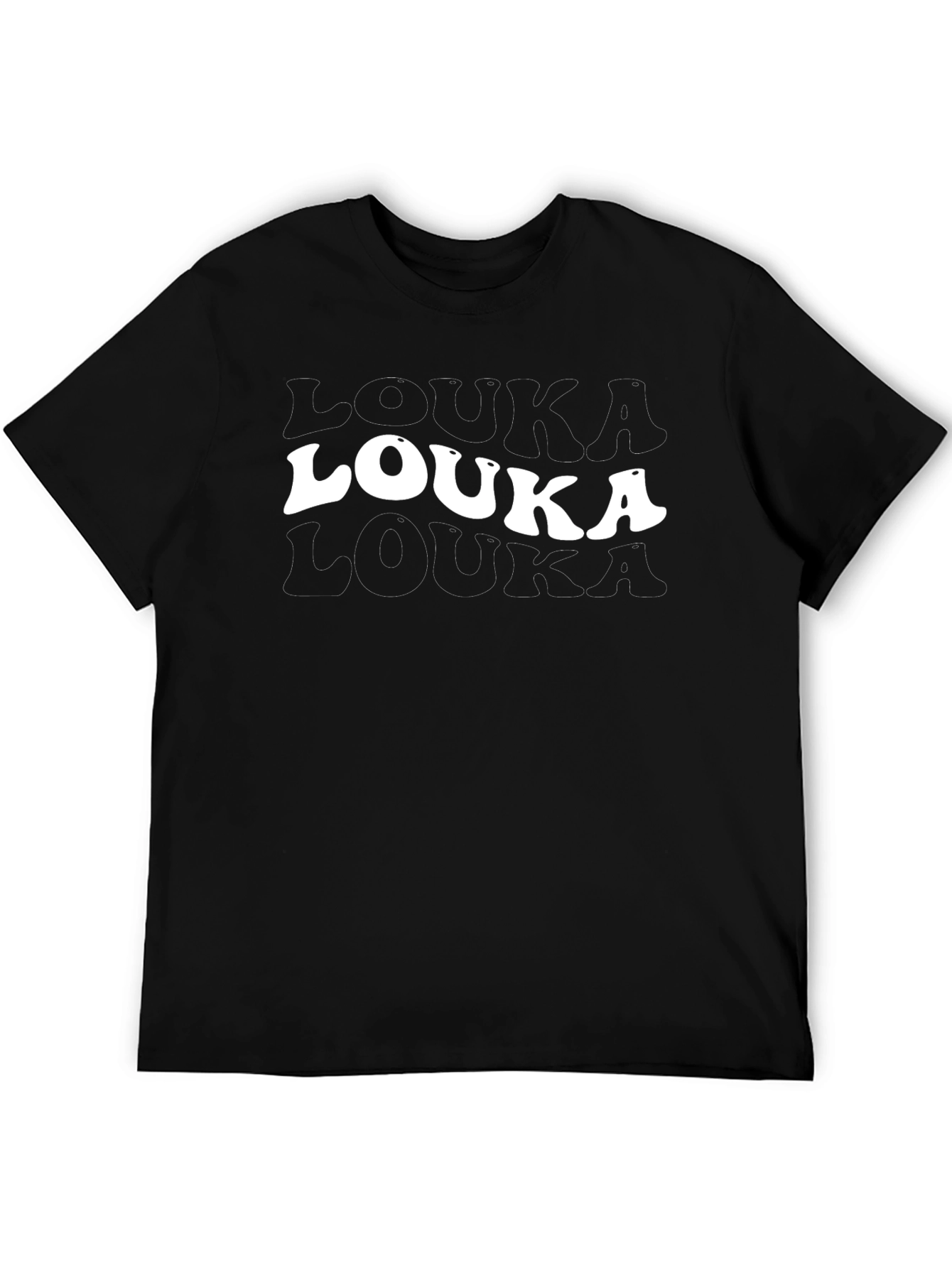Louka T-Shirt - Black Cotton Retro Design