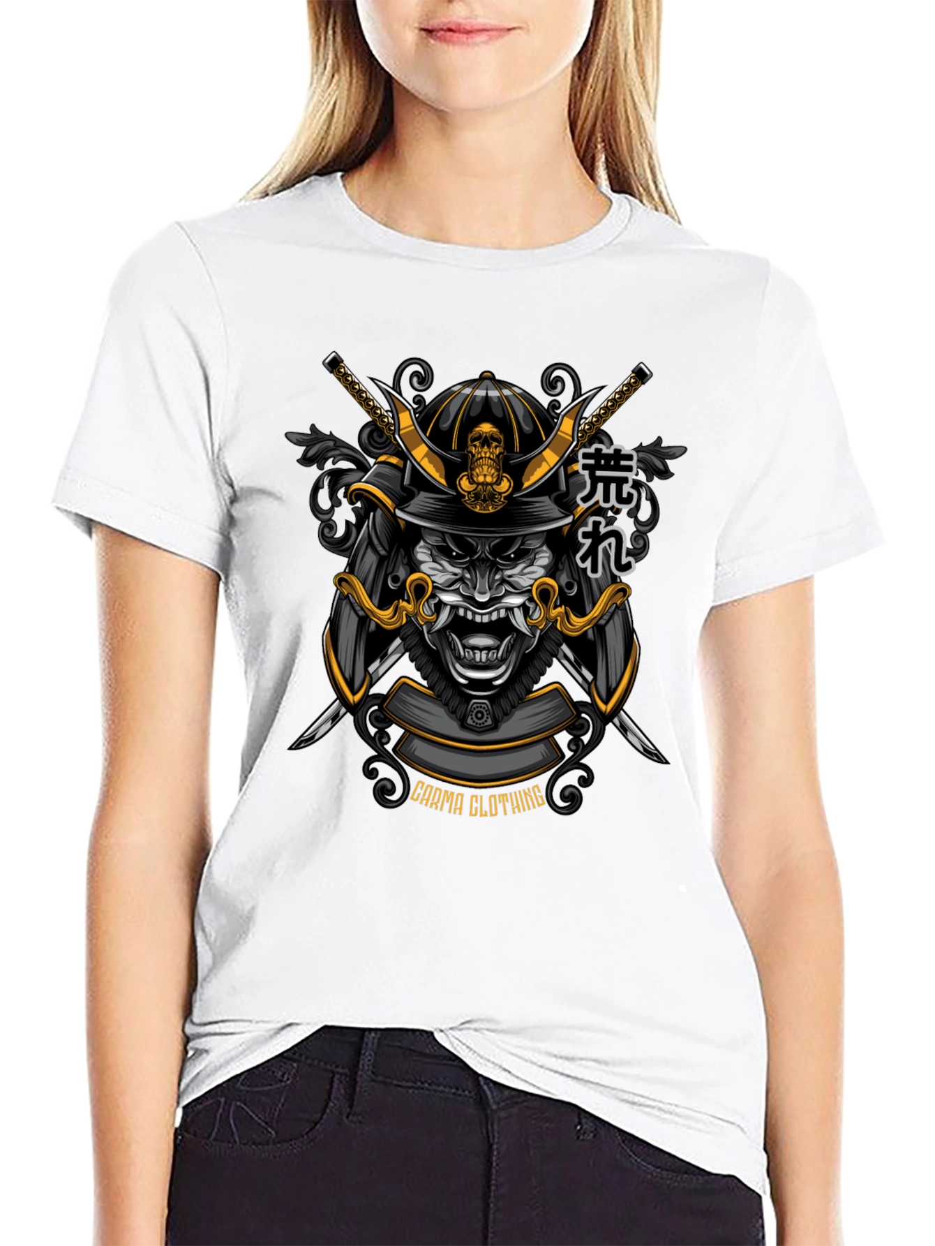 Samurai Warrior Graphic Tee - Black Cotton T-Shirt