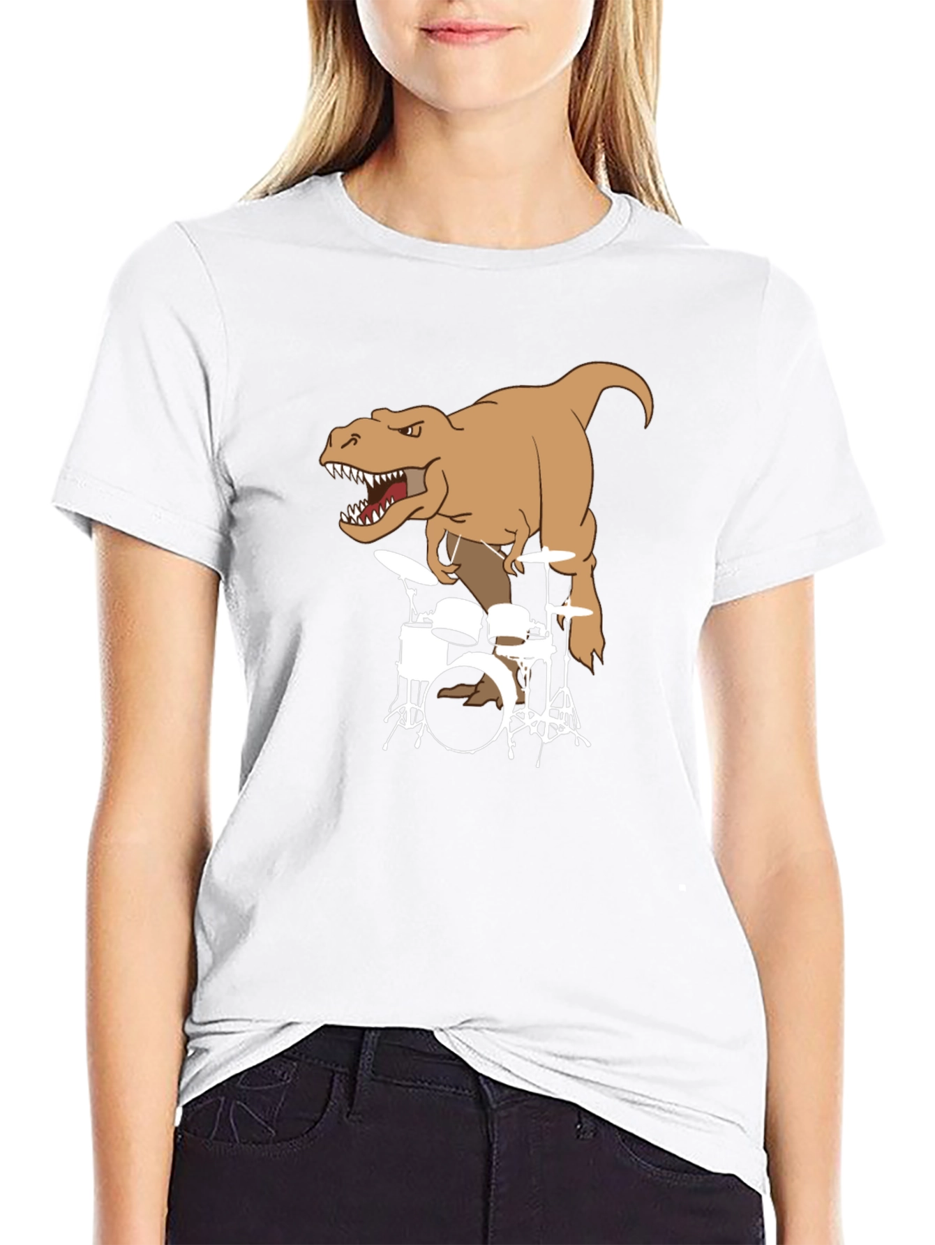 T-Rex Drummer Graphic Print T-Shirt