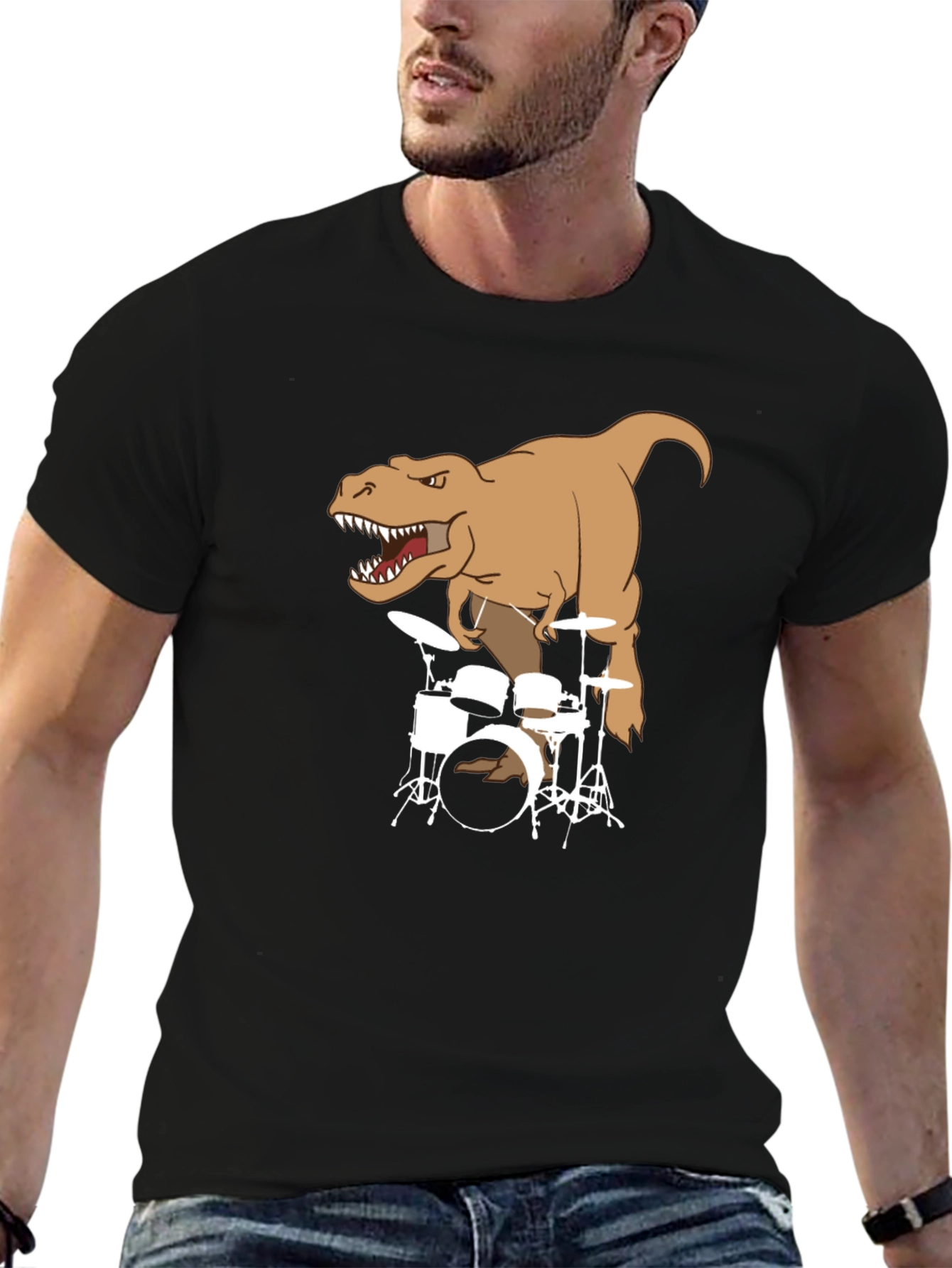 T-Rex Drummer Graphic Print T-Shirt