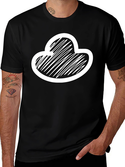 Abstract Cloud Scribble Graphic Tee - Black Cotton Blend