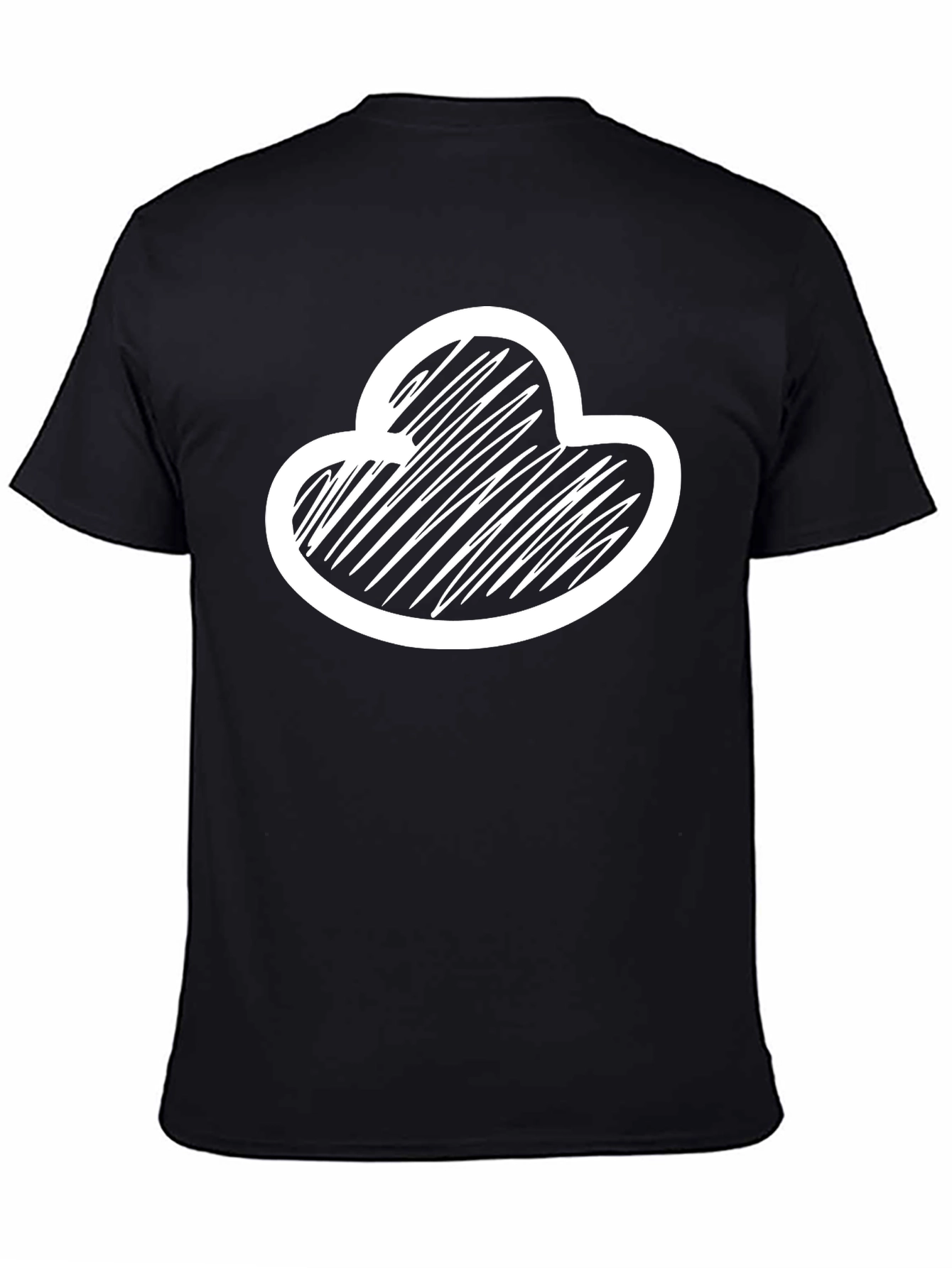 Abstract Cloud Scribble Graphic Tee - Black Cotton Blend