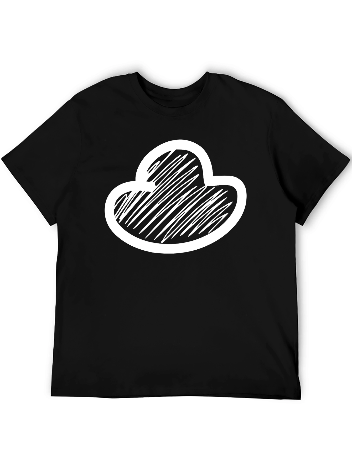 Abstract Cloud Scribble Graphic Tee - Black Cotton Blend