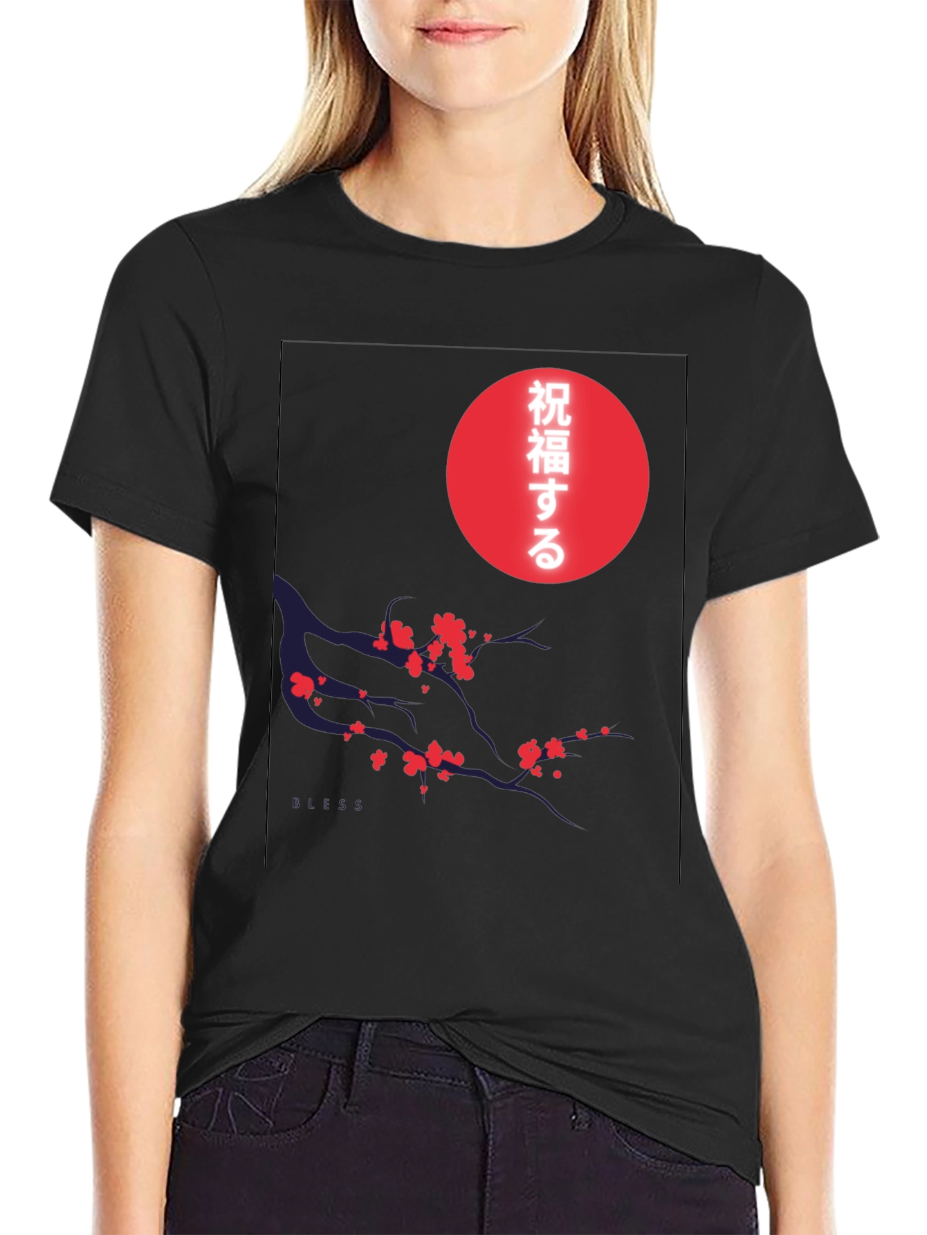 Japanese Blossom Graphic Tee - Soft Cotton Blend