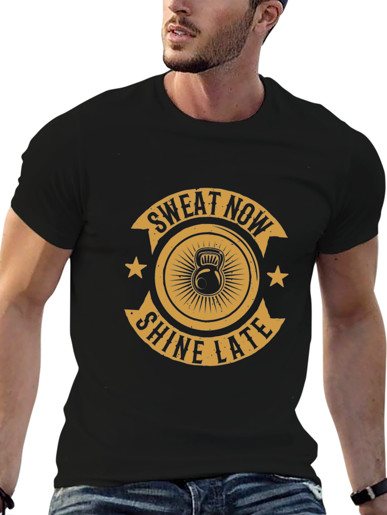 Sweat Now Shine Later Black Graphic Tee