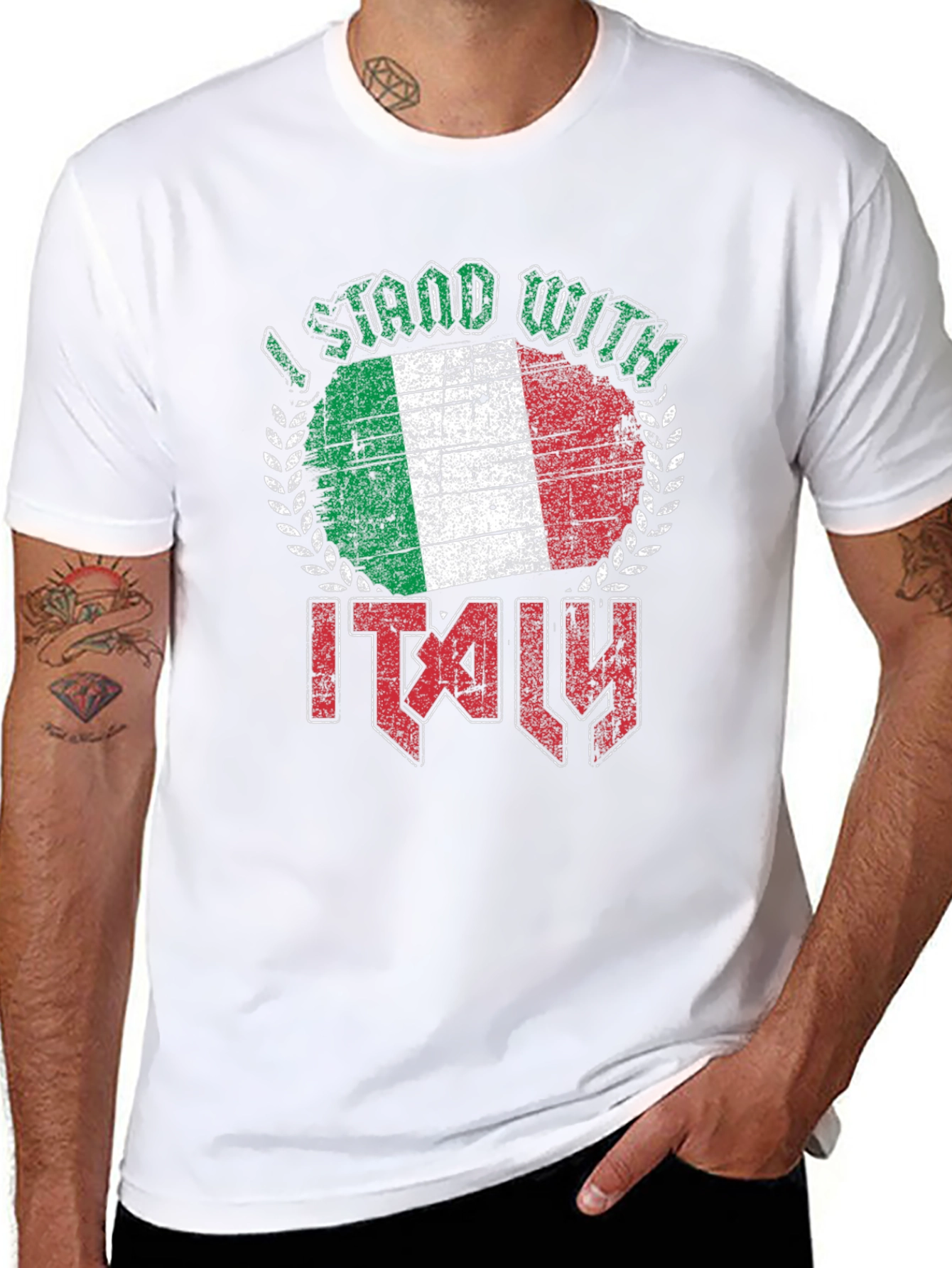 I Stand With Italy Flag Graphic T-Shirt