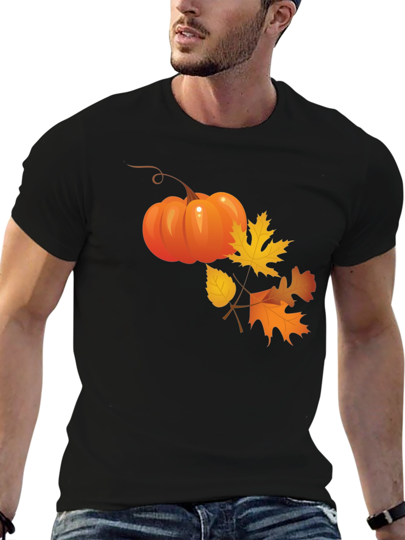 Autumn Pumpkin & Leaves Graphic Tee