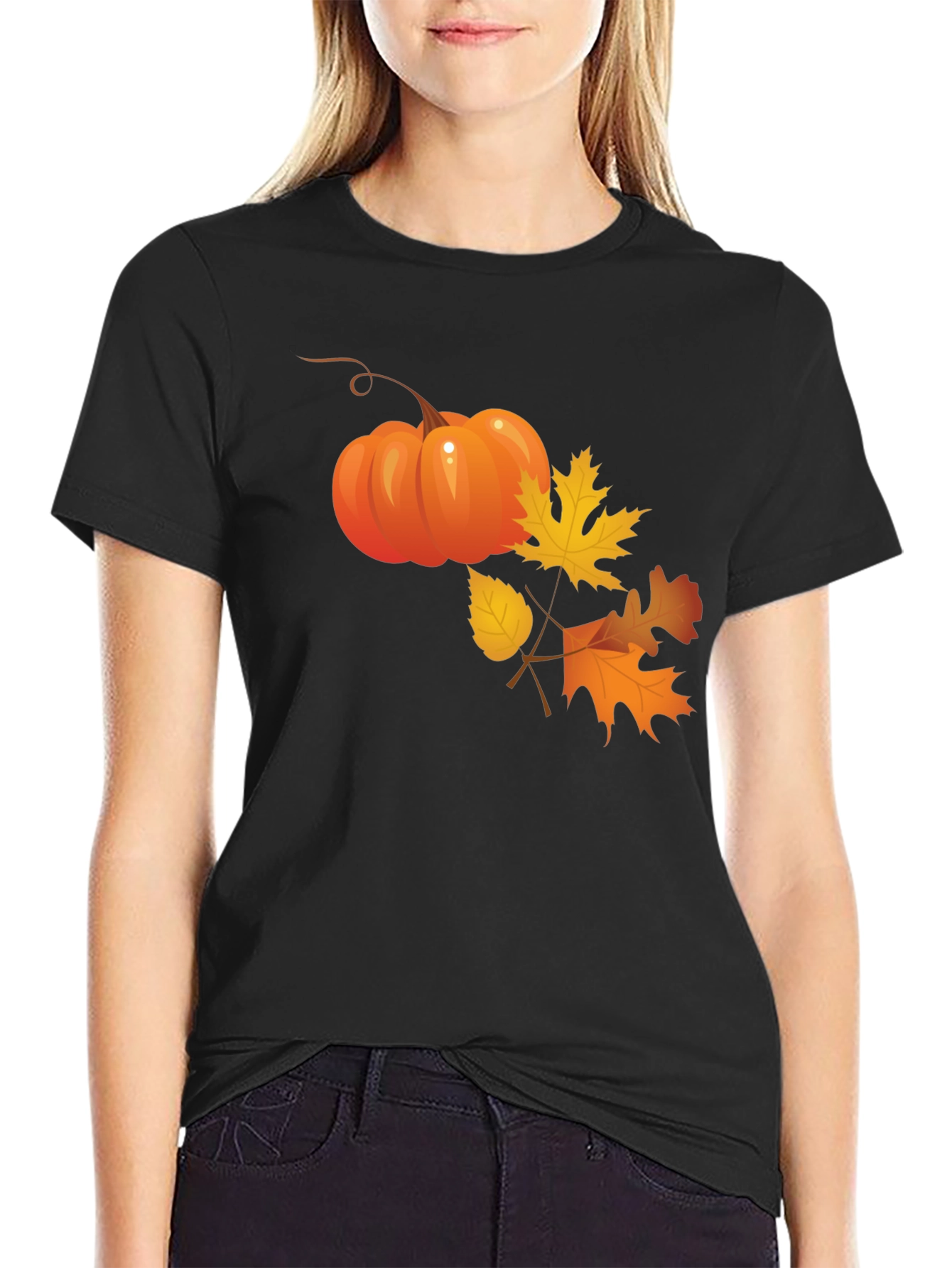 Autumn Pumpkin & Leaves Graphic Tee