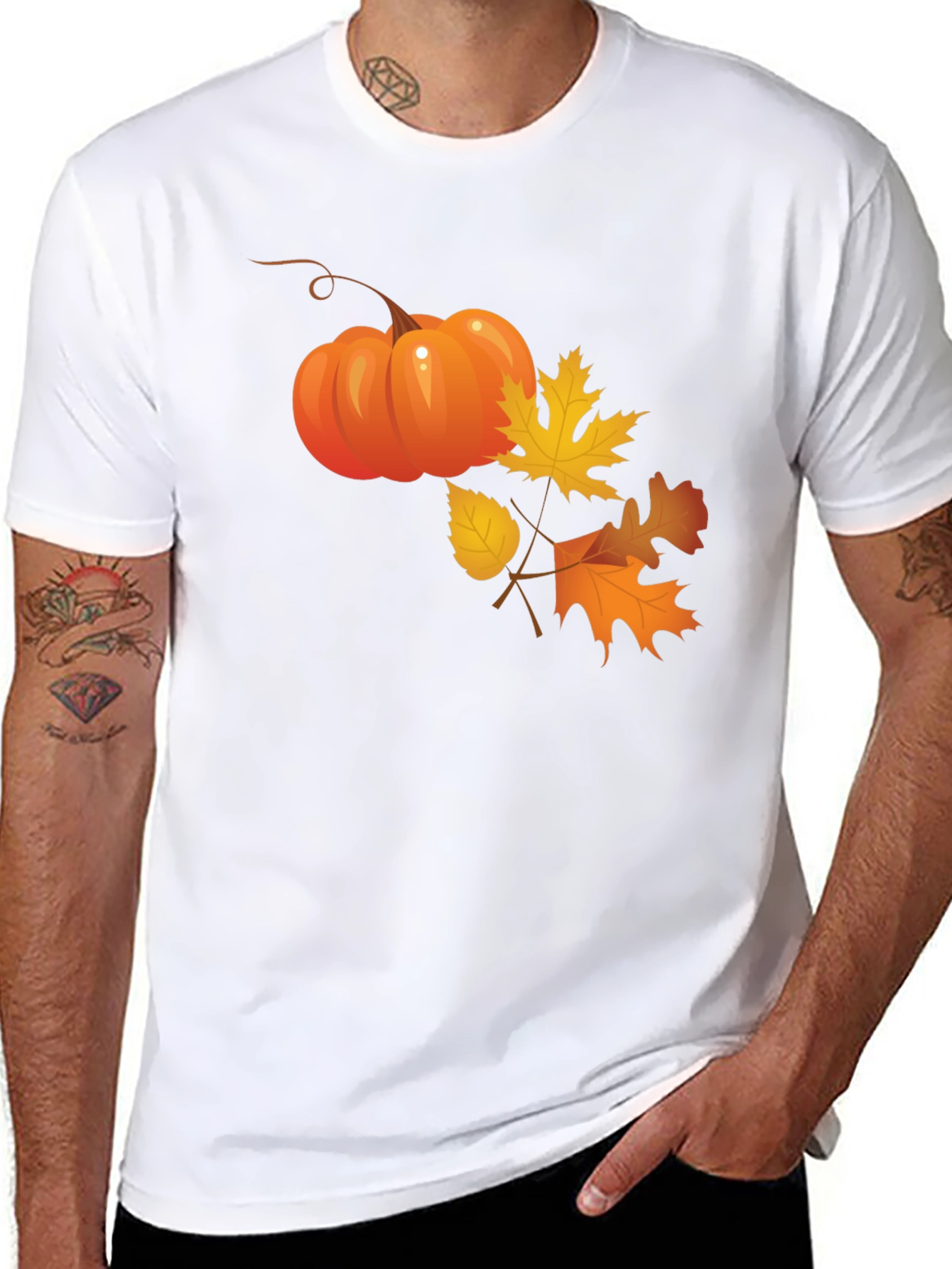 Autumn Pumpkin & Leaves Graphic Tee