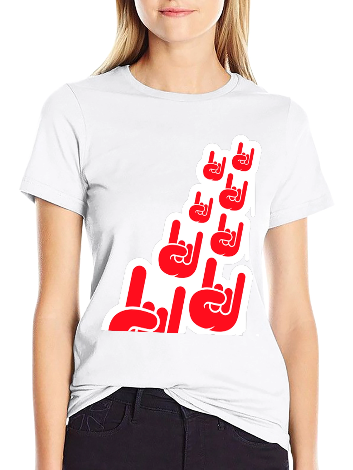 Rock On Hand Graphic T-Shirt - Black