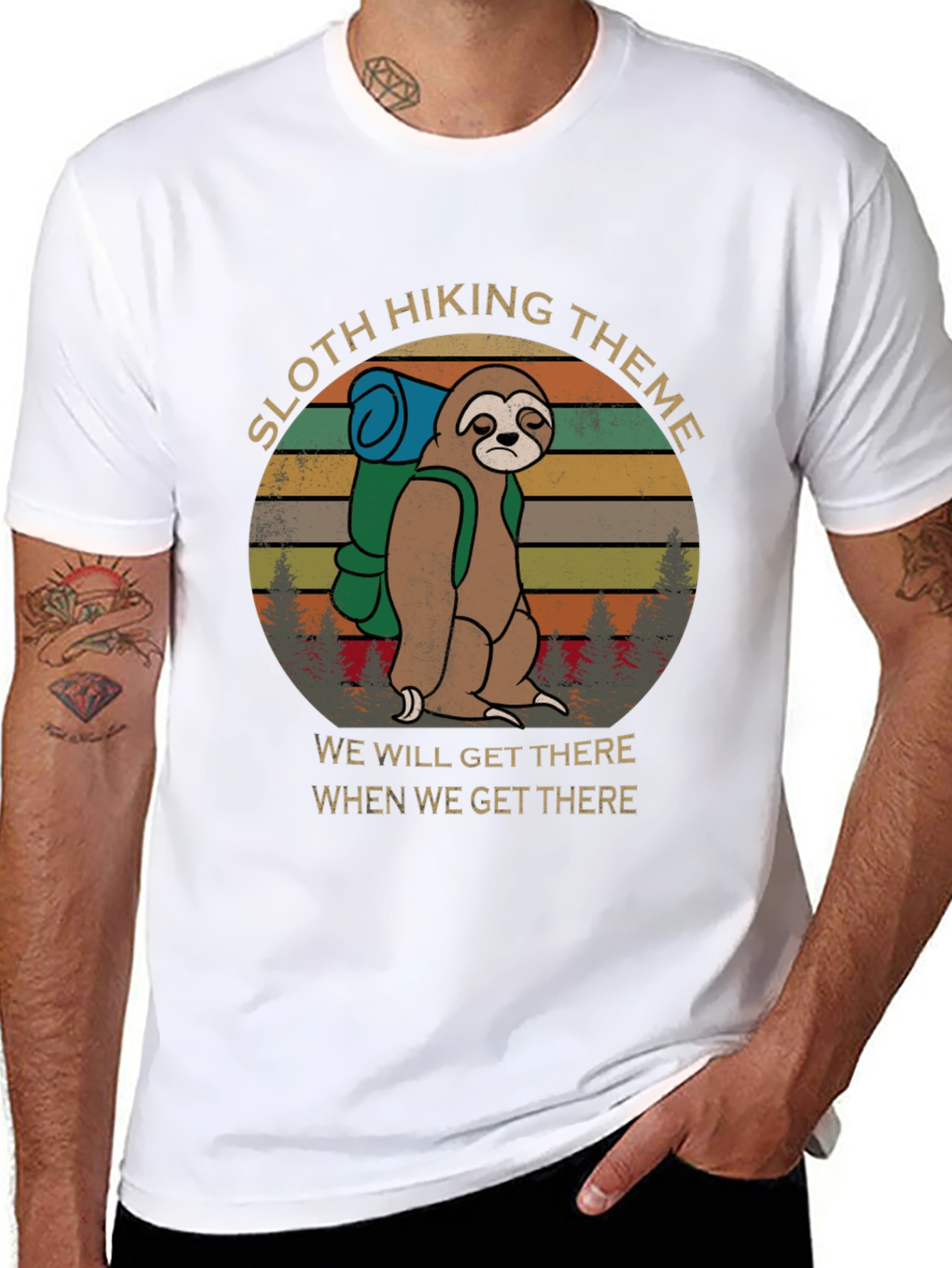 Sloth Hiking Theme T-Shirt - Well Get There