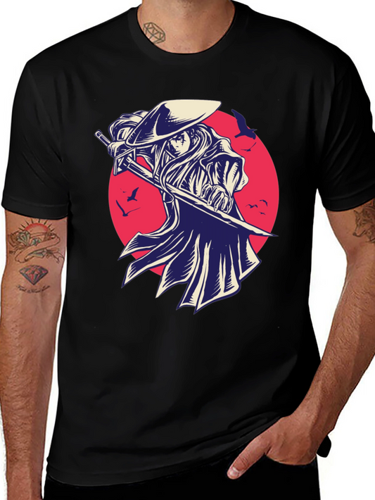 Samurai Graphic Tee - Black Cotton T-Shirt