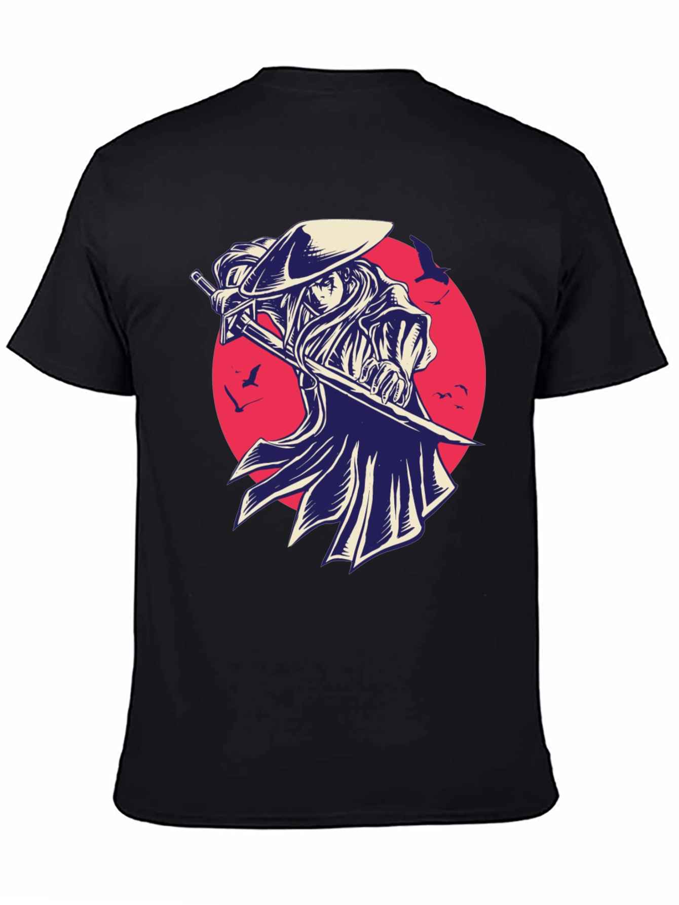 Samurai Graphic Tee - Black Cotton T-Shirt