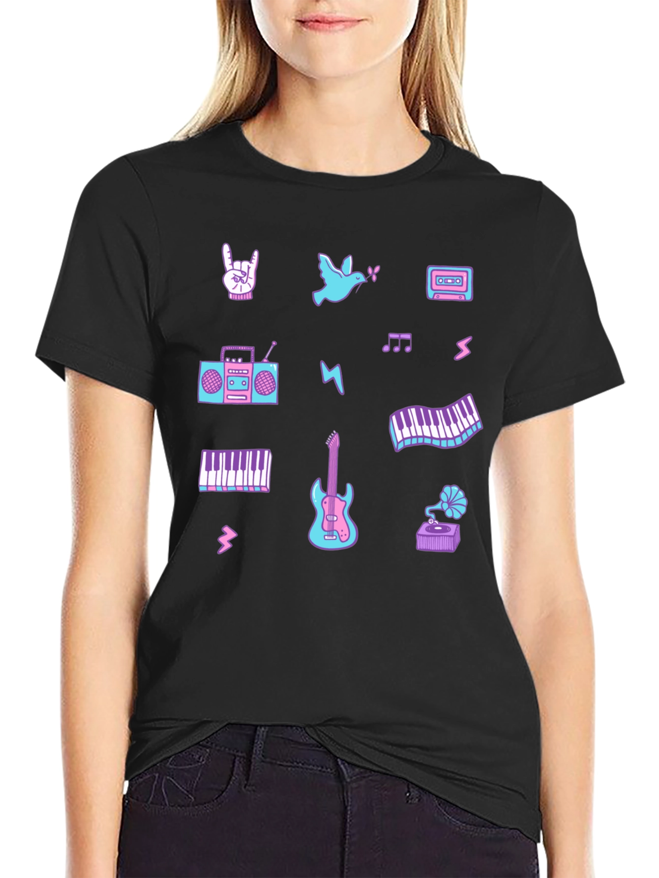Retro Music Pattern T-Shirt