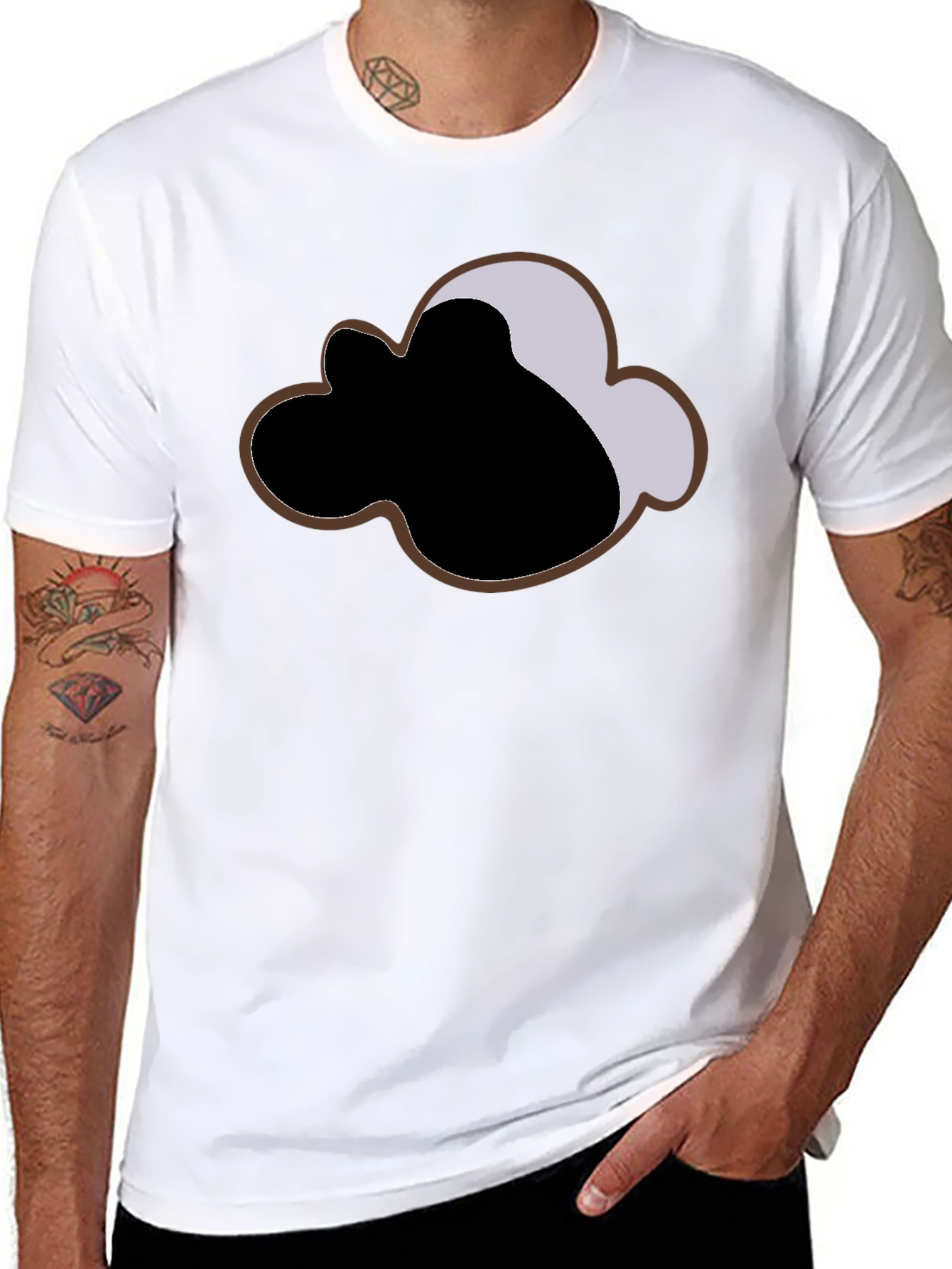 Modern Graphic Tee: Cloud Design Black