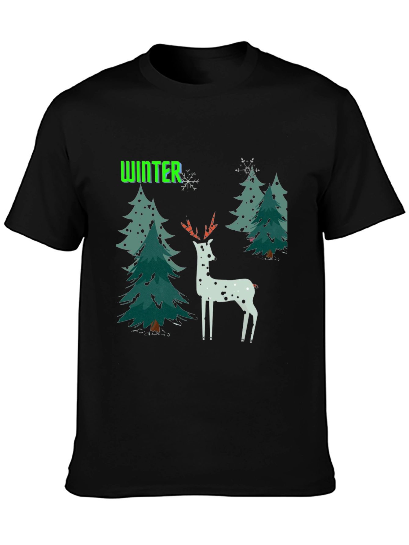 Winter Deer Christmas Graphic T-Shirt