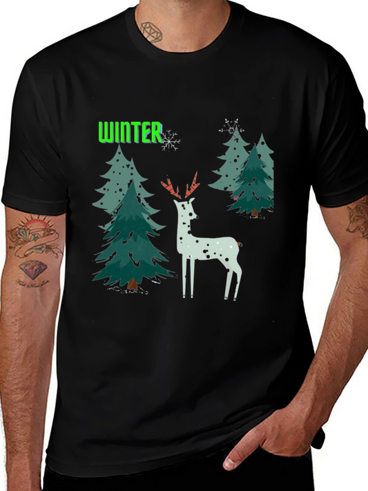 Winter Deer Christmas Graphic T-Shirt