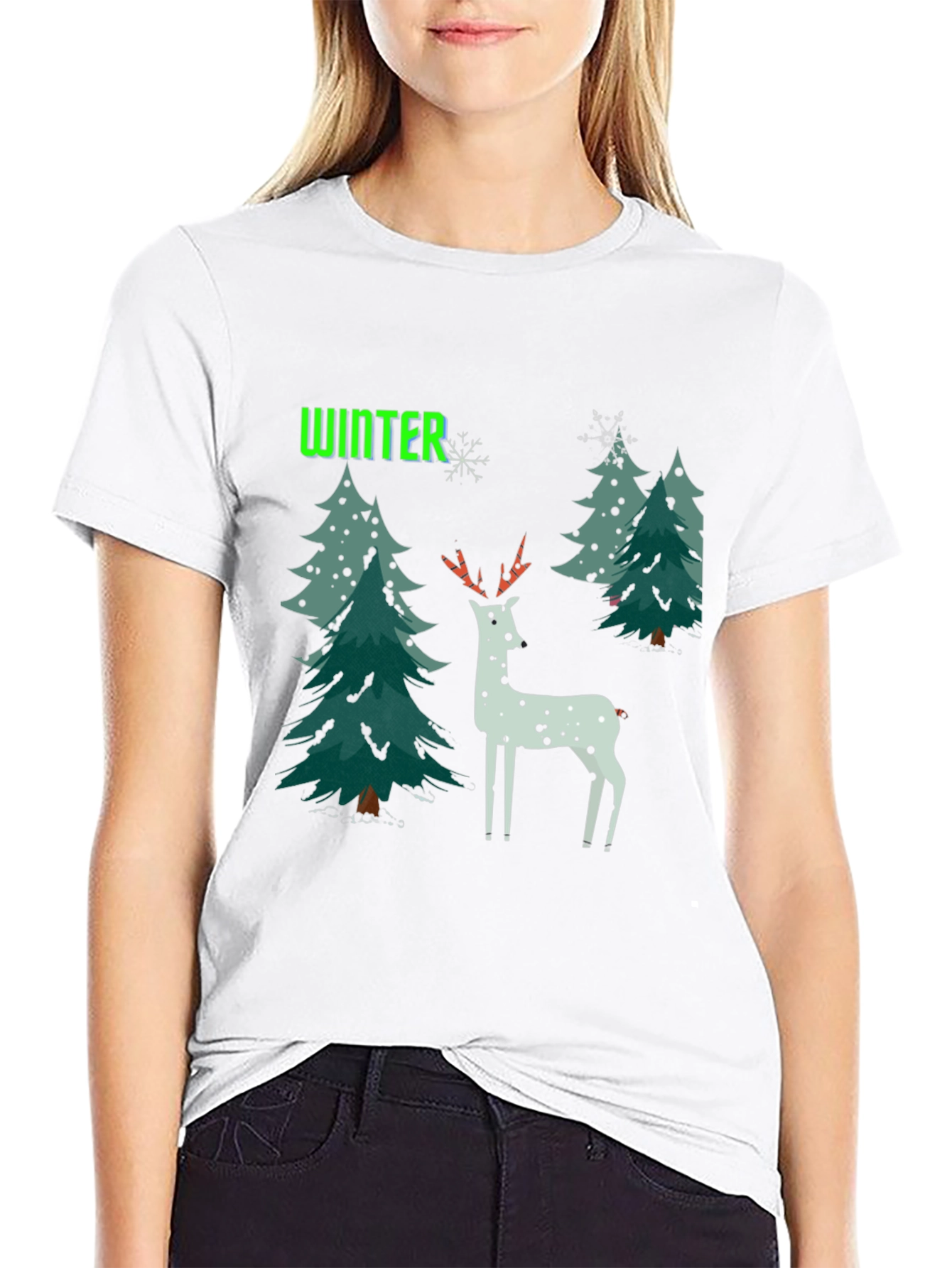 Winter Deer Christmas Graphic T-Shirt