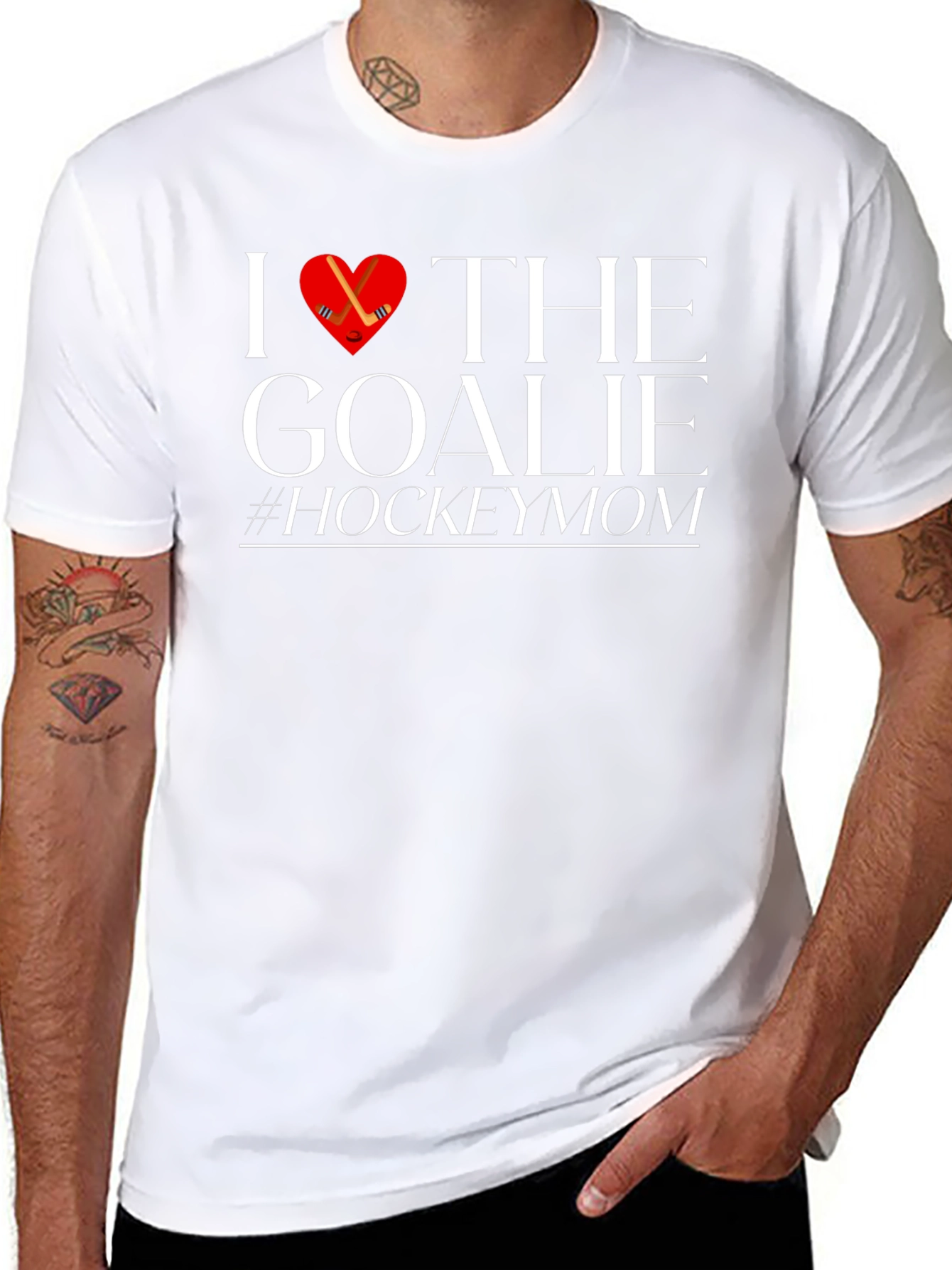 I Love the Goalie Hockey Mom Black T-Shirt