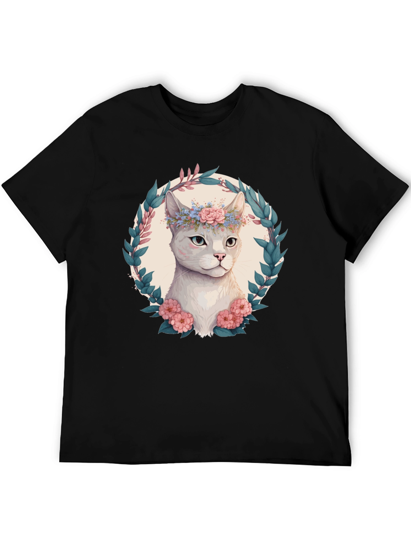 Floral Cat Graphic T-Shirt - Cute & Stylish