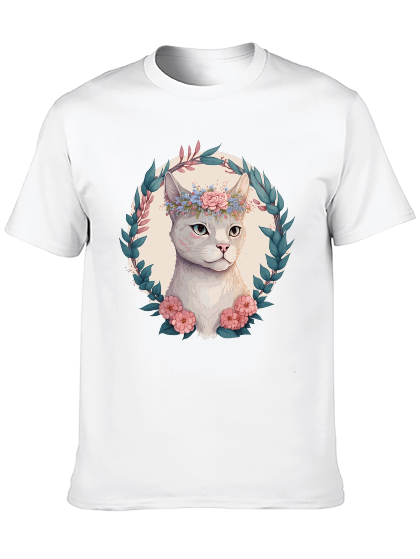 Floral Cat Graphic T-Shirt - Cute & Stylish