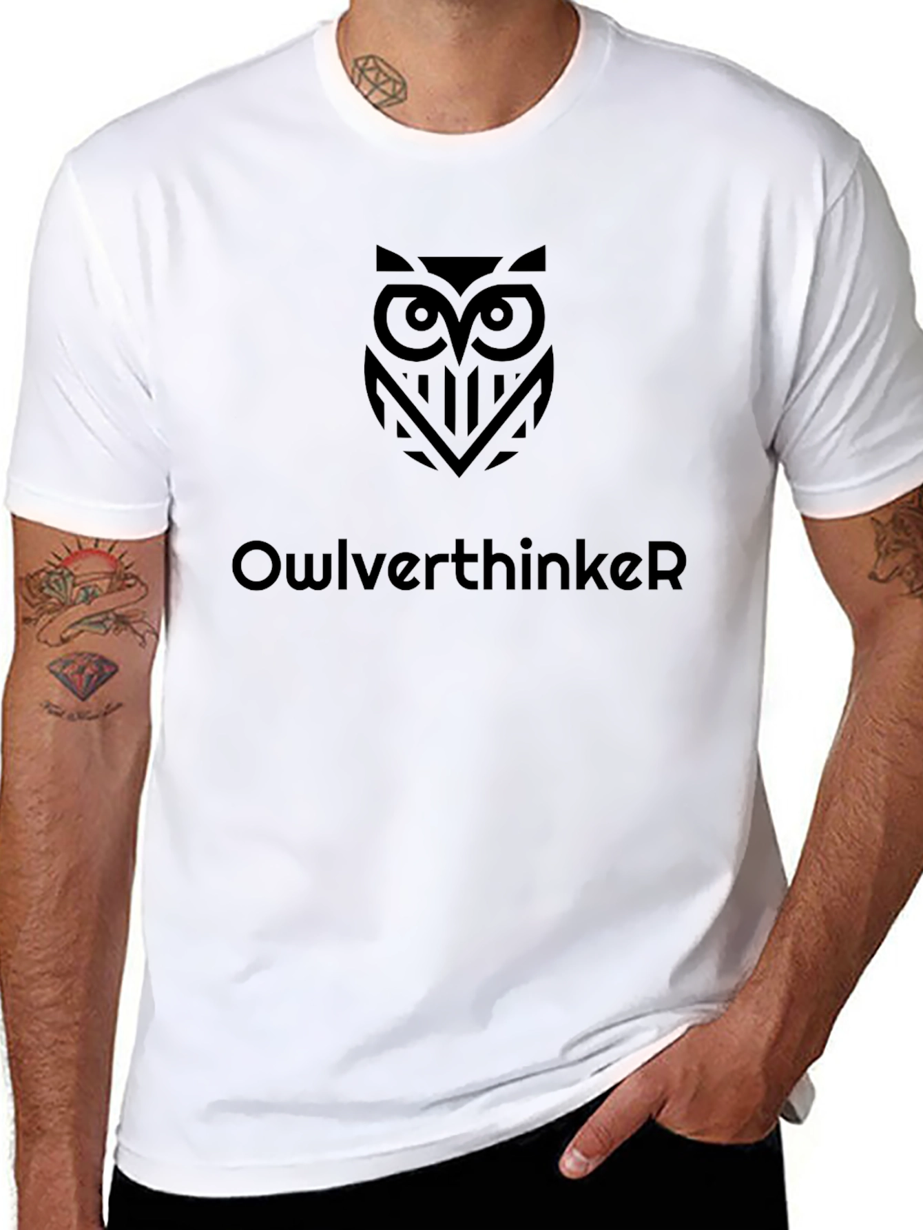 Owlverthinker Black Graphic Tee - Unique Design