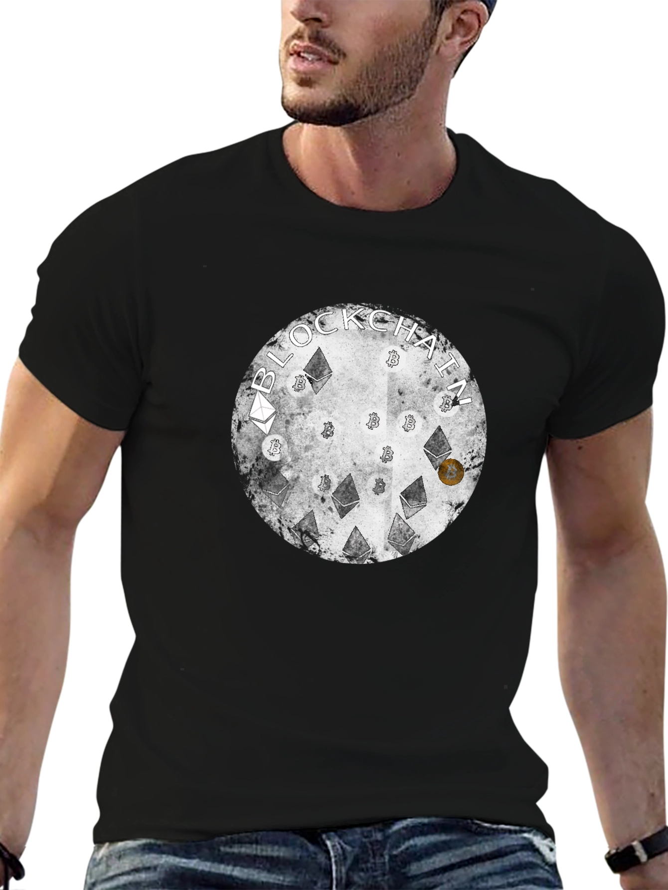 Crypto Blockchain Graphic T-Shirt - Black