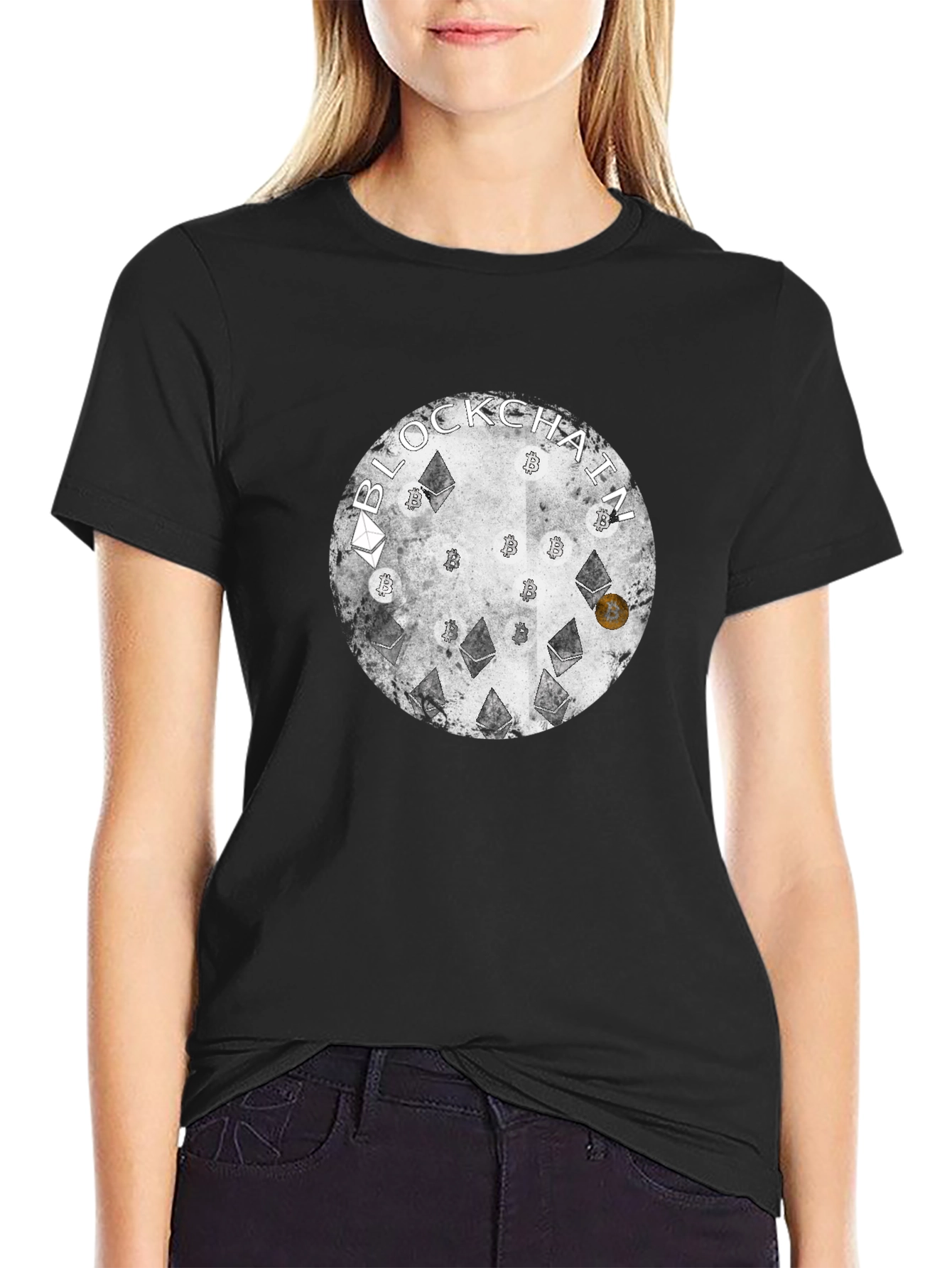 Crypto Blockchain Graphic T-Shirt - Black