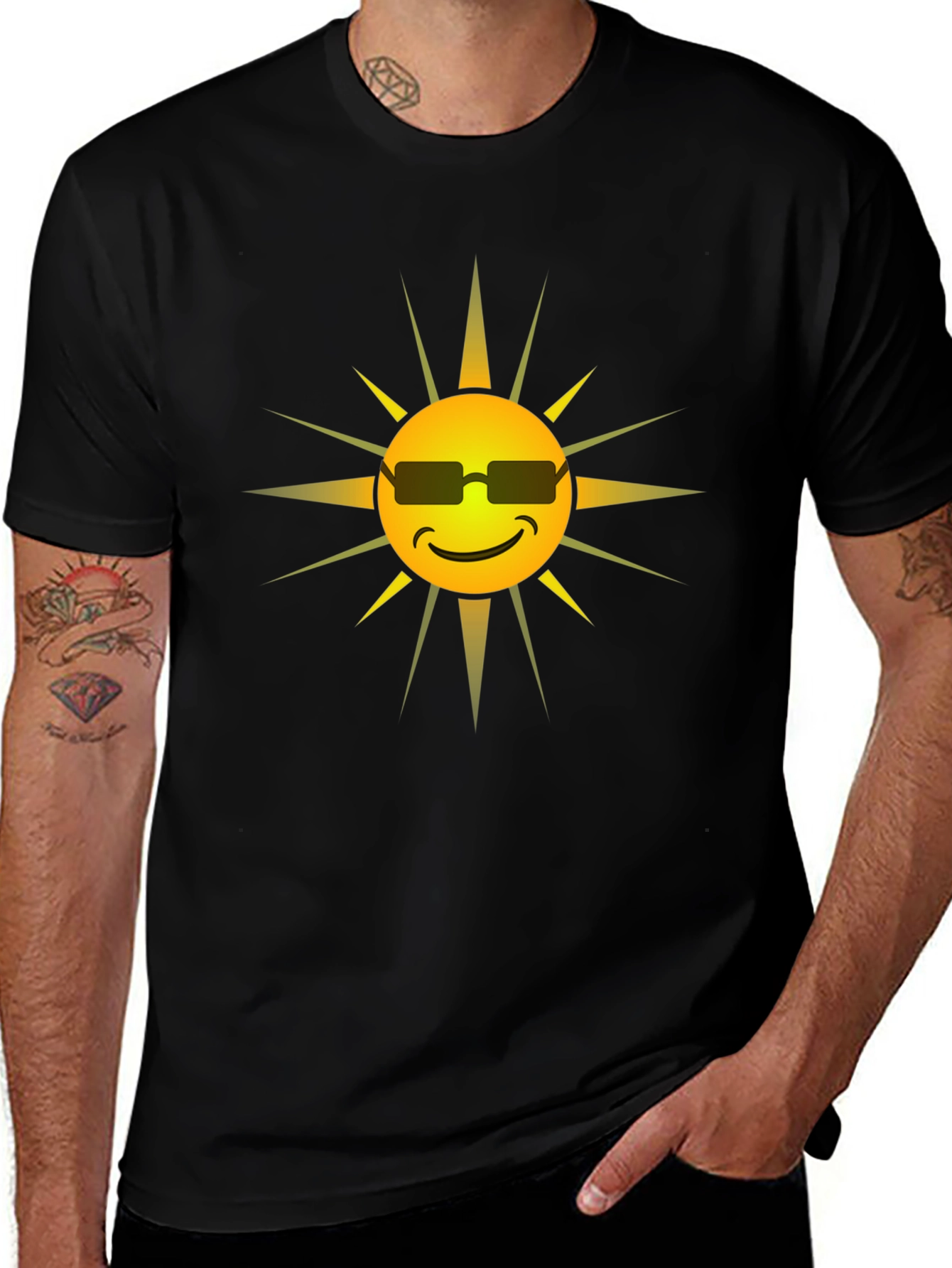 Cool Sun Graphic Tee - Black Cotton Shirt