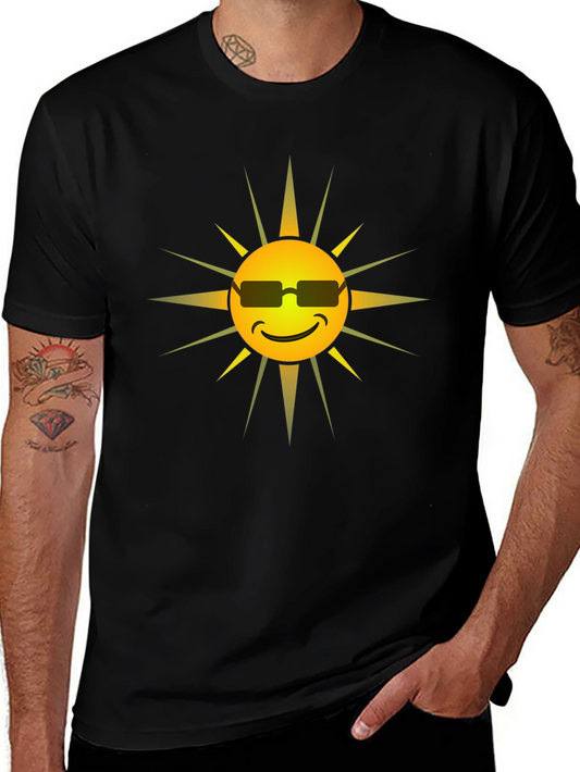 Cool Sun Graphic Tee - Black Cotton Shirt