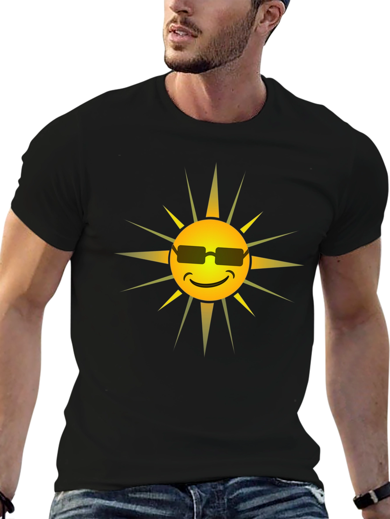 Cool Sun Graphic Tee - Black Cotton Shirt