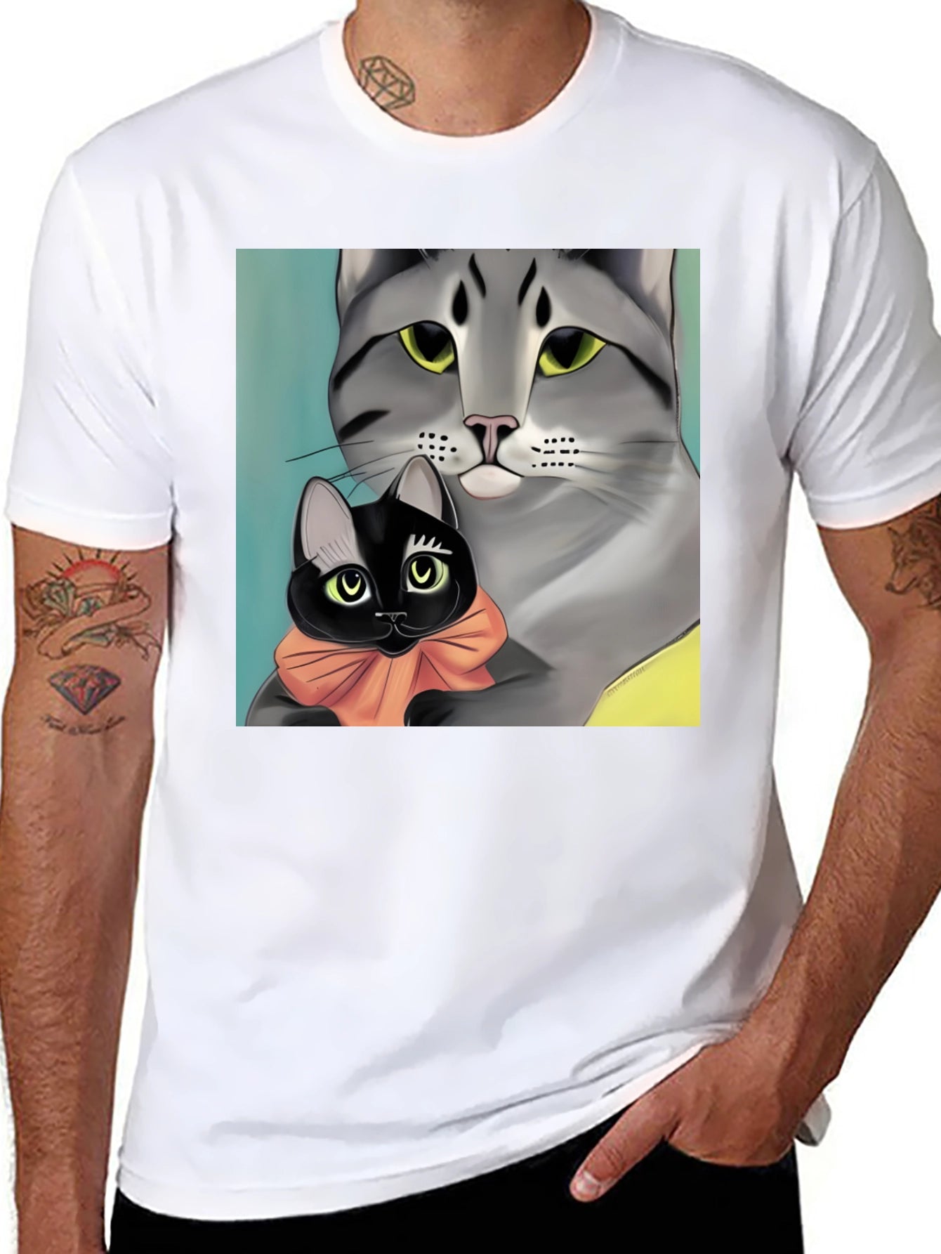 Cat Lovers T-Shirt - Mom Cat & Kitten Tee