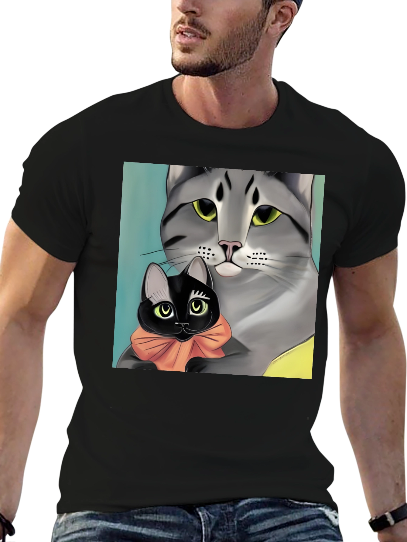 Cat Lovers T-Shirt - Mom Cat & Kitten Tee