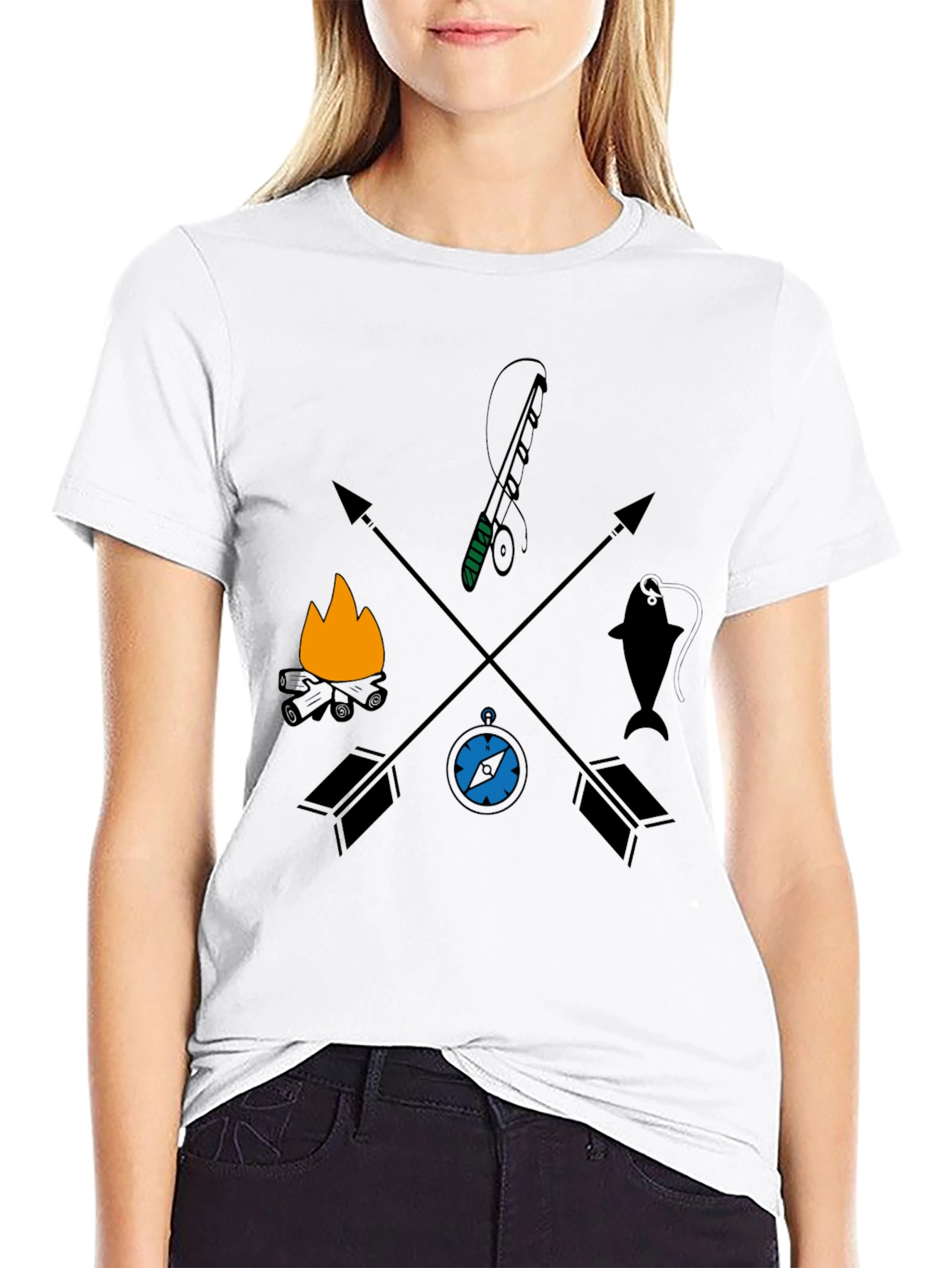 Outdoor Adventure Graphic Tee - Camping Fishing