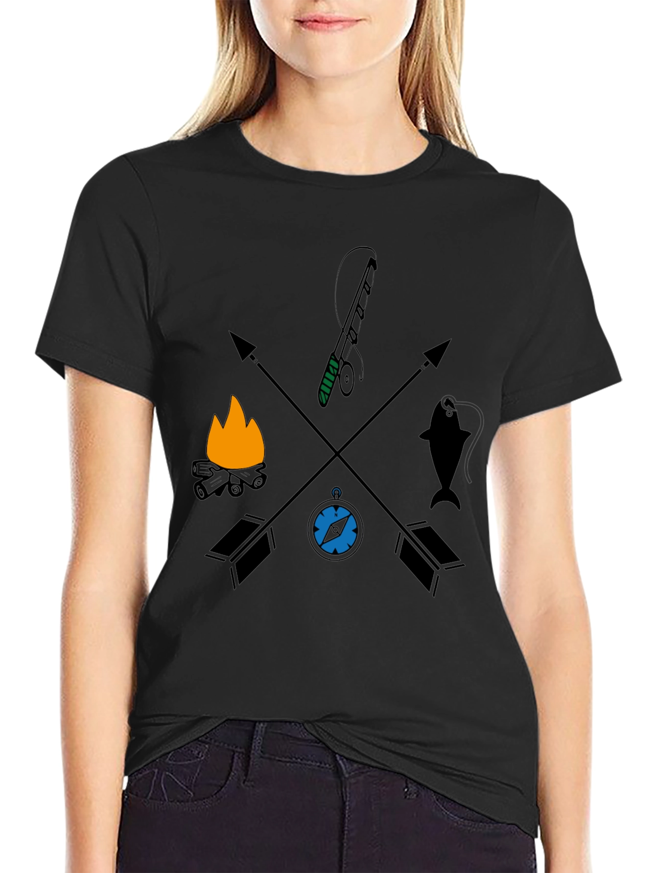 Outdoor Adventure Graphic Tee - Camping Fishing