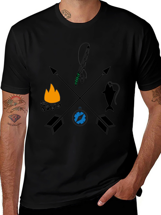 Outdoor Adventure Graphic Tee - Camping Fishing