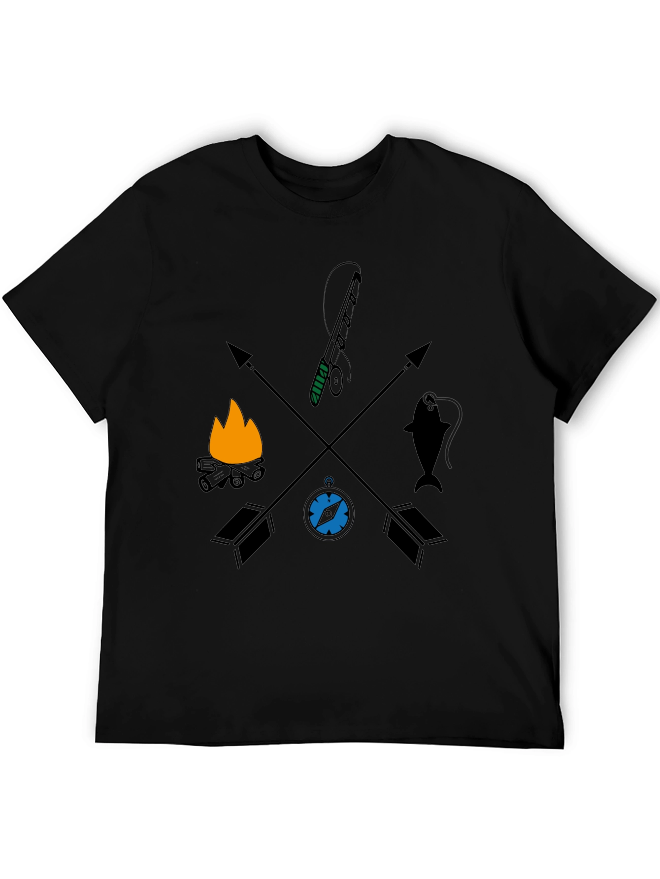 Outdoor Adventure Graphic Tee - Camping Fishing