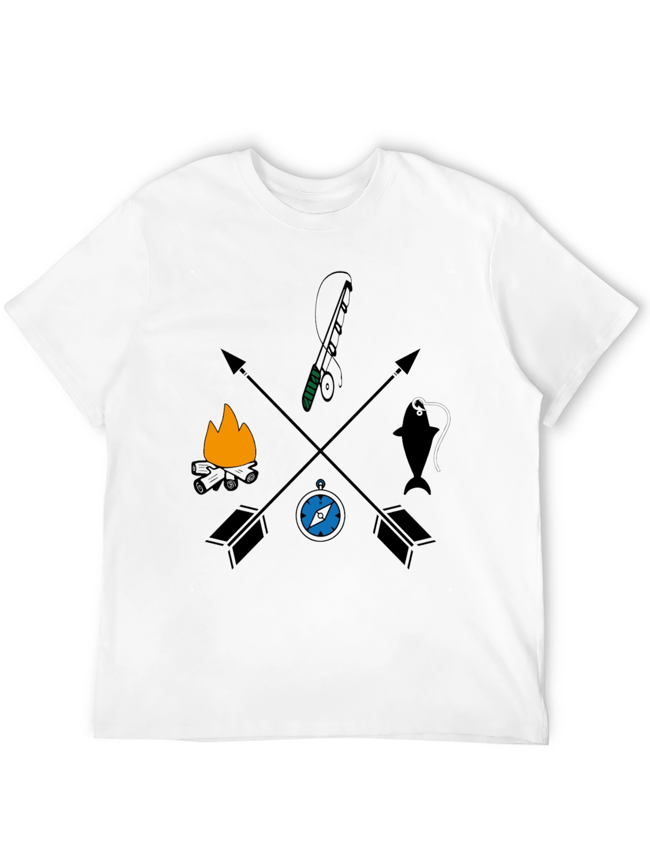 Outdoor Adventure Graphic Tee - Camping Fishing