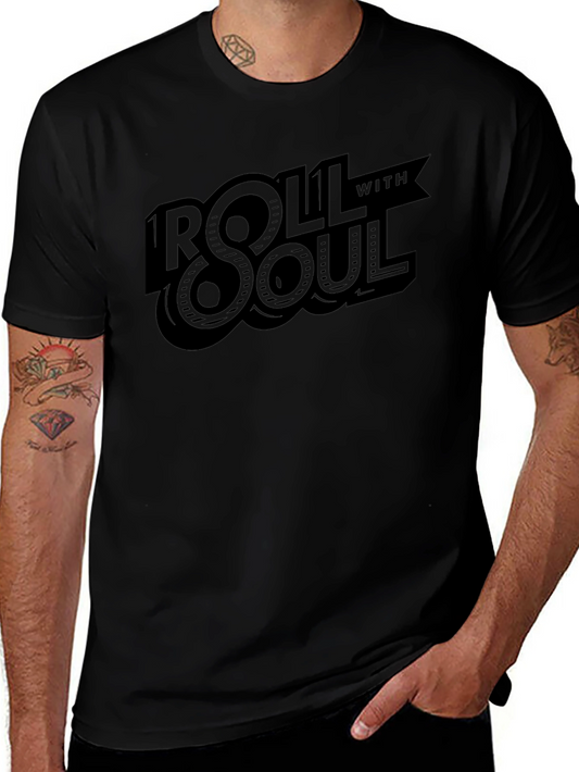 Roll With Soul Graphic Tee - Stylish Black T-Shirt