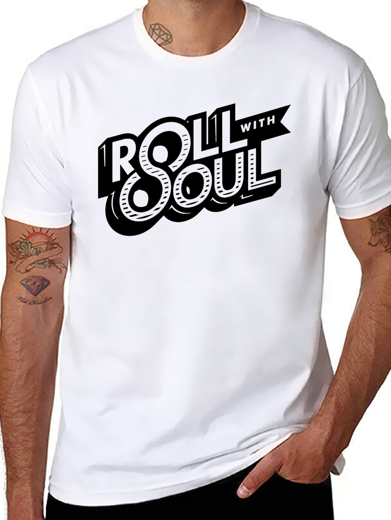Roll With Soul Graphic Tee - Stylish Black T-Shirt
