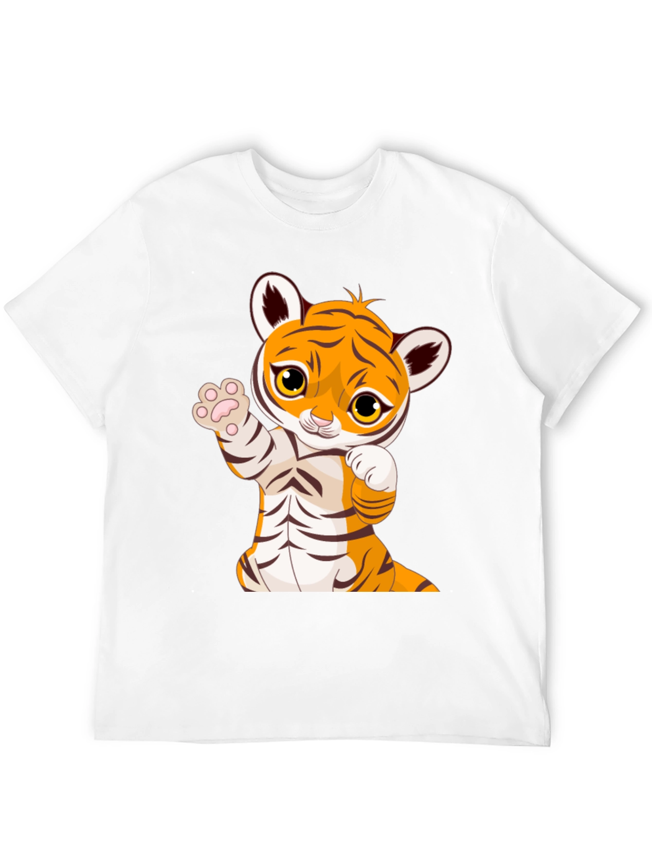 Cute Tiger Graphic Print Black T-Shirt