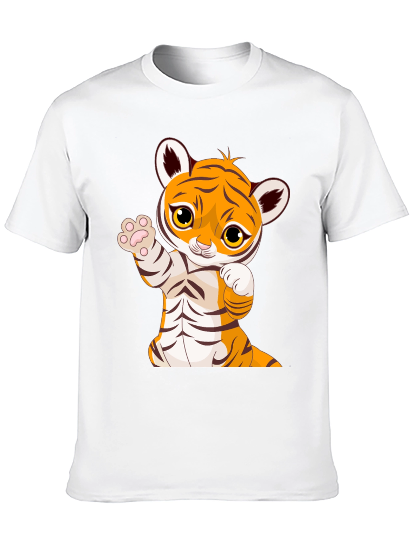 Cute Tiger Graphic Print Black T-Shirt