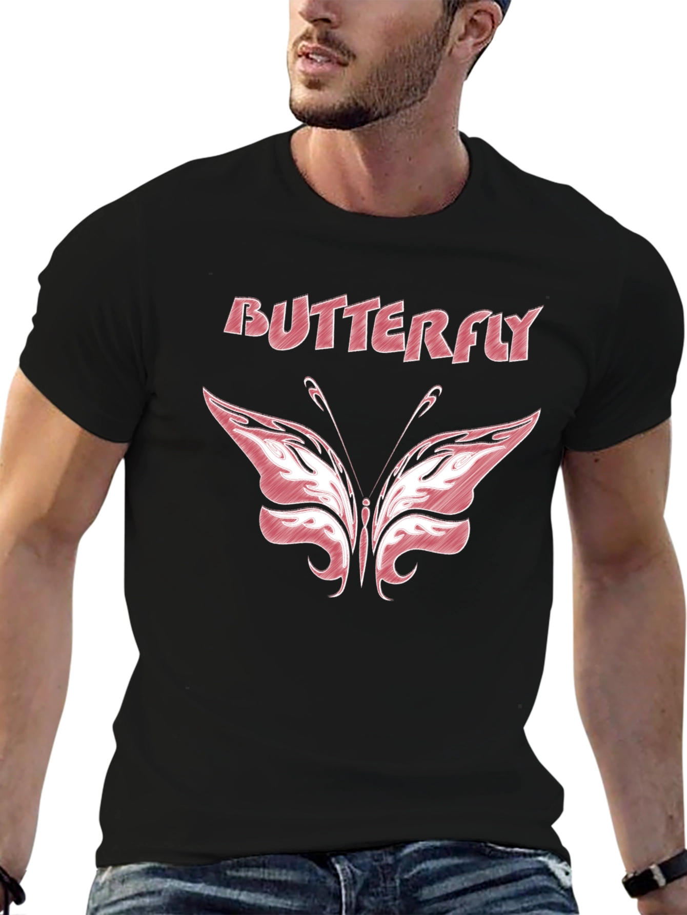 Butterfly Graphic Tee - Stylish Black T-Shirt